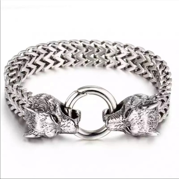 MENS stainless steel silver Cuban bracelet
